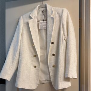 NWT Anne Klein Elegant White Double-Breasted Women's Blazer Small